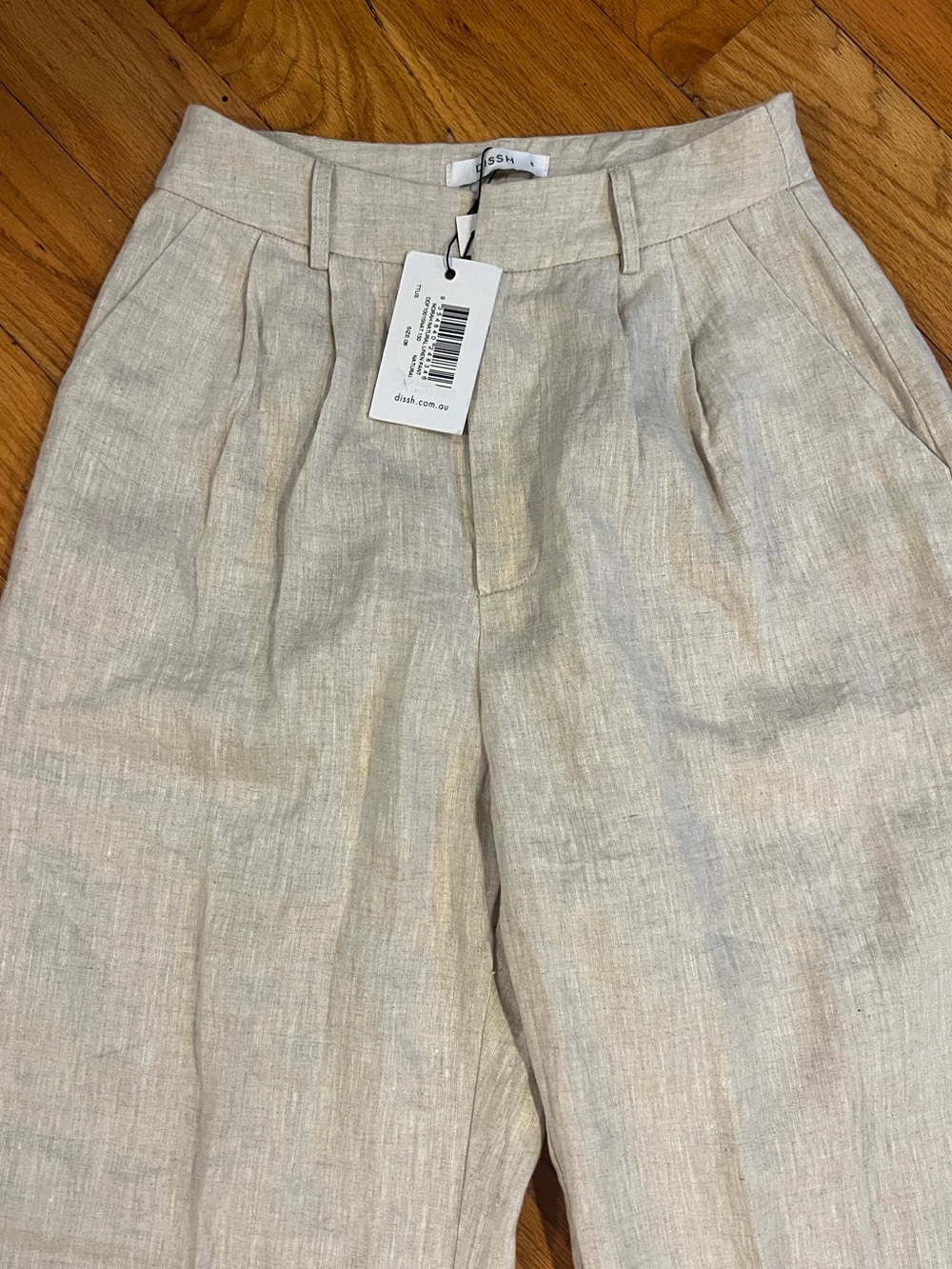 NWT DISSH Oatmeal Linen Pleated Wide Leg Trouser Resort Coastal Pants Size XS - Picture 6 of 13